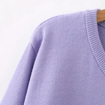 Plus size rudenį, O-Kaklo moterų Megztų megztinių 2018 m., tamsiai mėlynos ir violetinės Spalvos mažas dramblys ponios megztinis vilnos moterų 5XL
