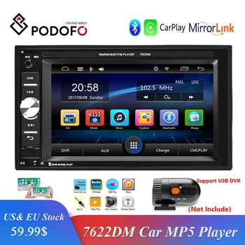 Podofo 2 din Car Multimedia Grotuvas Audio Stereo Radijo 6.2