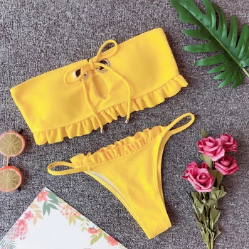 Ponios mini micro bikini tanga red bikini thong mažai waisted biquines maudymosi kostiumėlį 2021 moterų sexy pynimas maudymosi kostiumėliai, geltonos spalvos paplūdimio drabužiai