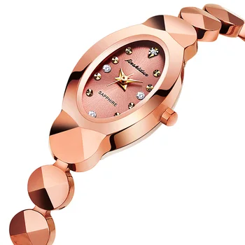 Ponios Volframo Plieno Rose Gold Šviesiai prabangus Elegantiškas Laikrodžiai Moterims, Moteriška Kvarco Žiūrėti