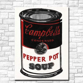 Pop Art Print Sienų Tapybos Andy Warholas Campbell Sriubos Pipirai Puodą, Sriuba, Dekoratyvinių Paveikslų fonai už Kambarį Neįrėminti