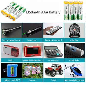 POSTHUMAN didele Galia AAA Akumuliatorius 1.2 V AAA 1350mAh Didelės Apimties Įkraunamas Baterijas HR03/AM4/LR3 Ni-MH Elementų