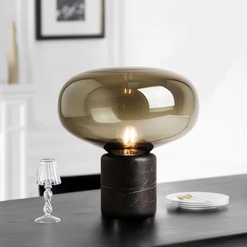 Postmodernios minimalistinio marmuro Šiaurės dizaineris naktiniai staleliai, lempa, miegamojo kambarį kūrybinė asmenybė mažas stalo lempa WF1026