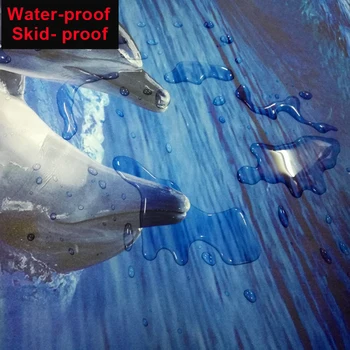 Povandeninio Pasaulio Delfinų 3D Grindų Tapybos Freskos Tapetai, Vonios, Vaikų, Miegamojo, PVC Lipnios Vandeniui Grindų Tapetai 3 D