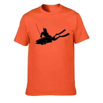 Povandeninės medžioklės Ietis ŽUVŲ Žvejybos Naras Įdomus Marškinėliai Atsitiktinis Medvilnės Vasaros trumpomis Rankovėmis Juokinga T-shirt Mans 