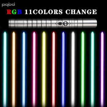 Pqbd RGB Lightsaber Cosplay Asmeninį Metalo Rankena Kalavijas Su Garso 11colors Pakeisti LED Light Stick Lazerinis Kardas Žaislas Dovanos