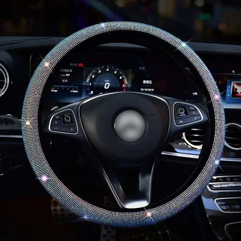 Prabanga Cirkonio Kristalų Automobilio Sėdynės diržo dangtelio mygtukai Vairo rato gaubtas Kaklo Pagalvė Auto Interjero Priedai