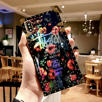 Prabanga Kniedės Rožių Gėlių Blue Ray Aikštėje Telefoną Atveju Huawei P40 lite P20 30 Pro Garbės 8X 9X Y9 2019 Blizgus, Minkštas Galinį Dangtelį