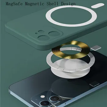 Prabanga Magsaf Silikoninis Telefono dėklas Belaidis Magnetinis Minkštas Viršelis Iphone 12 12Mini 12Pro 12ProMax Apsauginį kiautą HA044