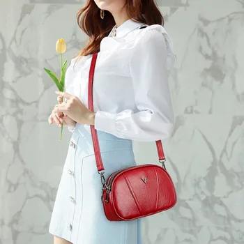 Prabanga moterų maišas 2020 naujas aukštos kokybės minkštos PU odos ponios petį krepšys dizaineris, kelių sluoksnių dvigubas užtrauktukas krepšys