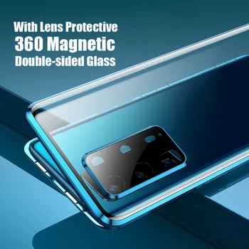 Prabanga Viso Kūno Apsaugos Magnetinis Stiklo Atveju, Huawei P40 Pro Fotoaparato Objektyvą Raštas 360 Galinį Dangtelį Huawei P40Pro Atveju P 40