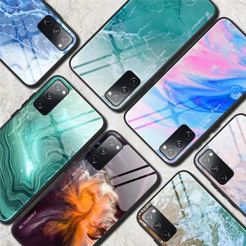 Prabangaus Marmuro Grūdintas Stiklas Case For Samsung Galaxy S20 FE S20FE 5G Coque Atveju Sunku Telefono Dangtelį Samsung S20 FE 5G Atveju