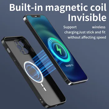Prabangių Minkštųjų Magnetinių Skysčių Silikoninis Telefono dėklas skirtas iPhone 12 Pro Max Grūdintas Stiklas, Galinio Dangtelio Magsafe Belaidis Kroviklis