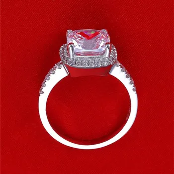 Prabangus 3 Karatų Sužadėtuvių Halo Žiedai Princesė Stlye Pagalvėlių Iškirpti Anelli Donna 925 Sterlingas Sidabro Moterų Vestuvių Papuošalai