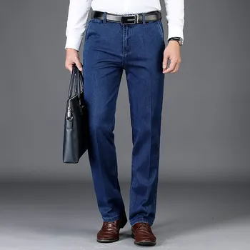 Prabangus, aukštos kokybės, patogūs medvilniniai vyriški prarasti džinsinio džinsus 2020 m. rudenį, žiemą prekės ženklo drabužių verslo atsitiktinis džinsus, mėlyna pilka