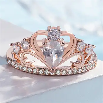 Prabangus Diamond Vestuvių, Sužadėtuvių Žiedai Moterų asmenybės kūrybos žiedas Baudos Juvelyrikos Mados CrownZircon Ponios Žiedai