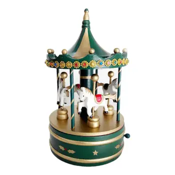 Prabangus Mediniai Classic Muzikinė Karuselė Music Box Mielas Kalėdų Dekoracijas H55A