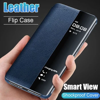 Prabangus Originalus Smart Langą Flip Cover for Samsung Galaxy S8 S9 S10 Plius S10E Pastaba 8 9 10 Pro A10S A20 A30 A40 A50 A60 A70 Atveju