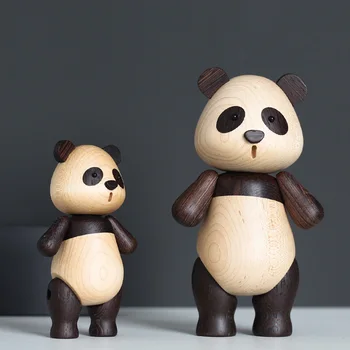Prabangūs Mediniai Panda Figūrėlės Kokybės Originalus Gyvūnų Miniatiūriniai Medžio Skulptūra Ir Dekoratyvinė Kambarį Ornamentu Gimtadienio Dovana Naujas