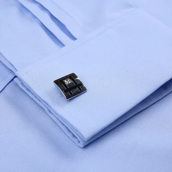 Prancūzija rankogalių segtukai Balta Apykakle Smokingas Shirt Mens oficialų ilgomis rankovėmis Vyrų suknelė Marškiniai Socialinės Spausdinti Mados Kokybės, su kišenėje