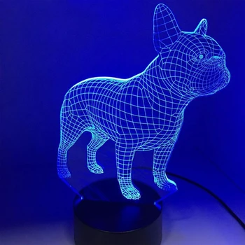 Prancūzų Buldogas 3D LED Naktį Lempos Touch 7 Spalvų Kaita, Šalia Žibintai USB Holograma Namų Dekoro Atostogų Nuotaiką Dovanos Kalėdų Šviesos