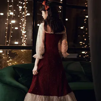 Prancūzų Moteris Kalėdinis Saldus Mergina Derliaus Elegantiška Suknelė Renesanso Švelnus Pasakos Bowknot Nėrinių Kratinys Offiec Lady Midi Suknelė