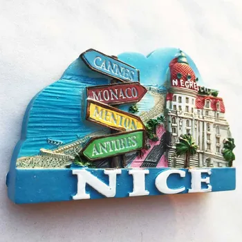 Prancūzų turistų miestas Nice Cote dAzur kūrybinio kelio ženklas turistų suvenyrų magnetiniai lipdukai šaldytuvas