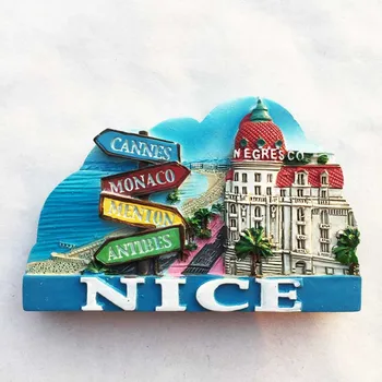 Prancūzų turistų miestas Nice Cote dAzur kūrybinio kelio ženklas turistų suvenyrų magnetiniai lipdukai šaldytuvas