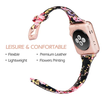 Premium Odos Watchband Apple Žiūrėti Juosta Lanksti Gėlių Spausdinti Stiliaus Apyrankę 42 mm, 38 mm, Dirželis iwatch Grupė