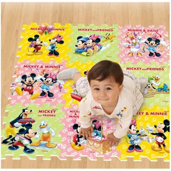 Princesė 9pcs/pak Mergina putų kilimėlis Mickey Minnie 30x30cm per gabalas Užšaldyti Baby Vaikų Žaisti Grindų Kilimėlis Žaidimas kilimų Nuskaitymo kilimėlis