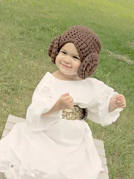 Princesė Leia įkvėpė hat - Nėrimo princesė Leia hat - Nėrimo Perukas Kostiumas - baby perukas hat - Photog prop nemokamas pristatymas