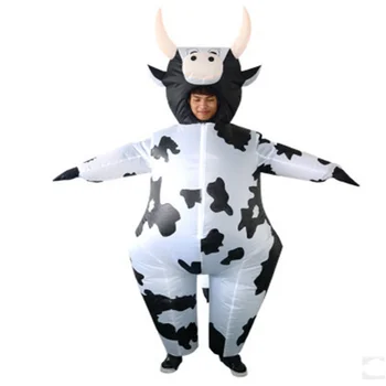 Pripučiama Karvė Kostiumas Moterims Suaugusiųjų Unisex Anime Fancy Dress Gyvūnų Pienas Galvijai Karnavalas Šalies Kalėdų Helovinas Puras