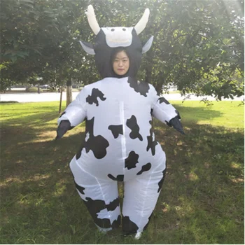 Pripučiama Karvė Kostiumas Moterims Suaugusiųjų Unisex Anime Fancy Dress Gyvūnų Pienas Galvijai Karnavalas Šalies Kalėdų Helovinas Puras