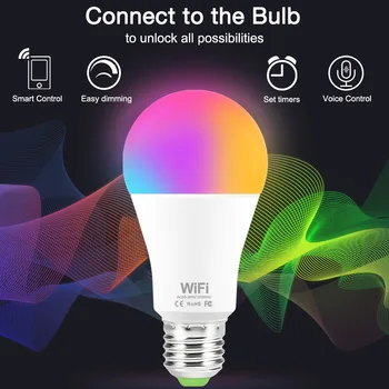 Pritemdomi 15W E27 WiFi Smart Lemputės App Veikia LED RGB Lempos AC85-265V Magija Lemputės Suderinamos su 
