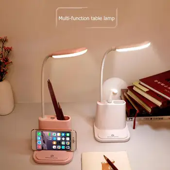 Pritemdomi LED Stalo Lempa USB Įkrovimą, Miegamojo Lovos Touch Kontrolės Lentelė Šviesos Ilgai paspauskite Palieskite Mygtuką Stalas Žibintai 2020 Naujas