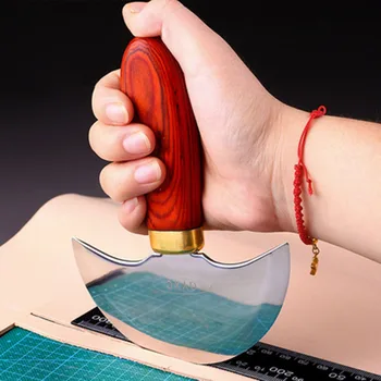 Profesinės pusė suapvalintas odos amatų peilis medienos rankena pjovimo skiving Įrankis
