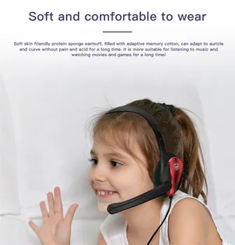 Profesinės Vaikų žaidimų ausinės Kompiuterinių Žaidimų Ausinės su mikrofonu Reguliuojamas Bass Stereo PC Laidinė laisvų Rankų įranga