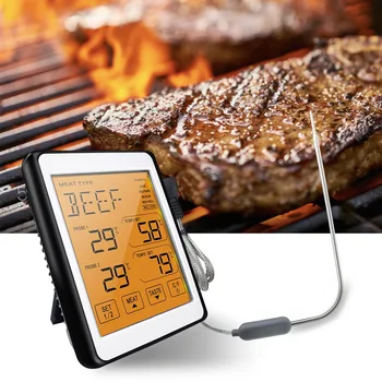 Protingas Maisto Termometras, kepsnių ant grotelių Mėsos Kepimo Temperatūros Matuoklį, su Dual Zondas Užsakymą Signalizacijos LED Backlight C F Ekranas