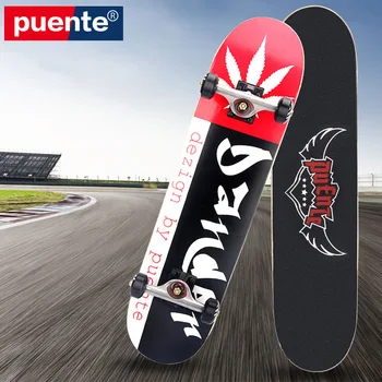 PUENTE septynių sluoksnių klevo dvigubai rokeris varantys skateboard deck suaugusiųjų ABEC - 9 keturratis longboard Skateboard Pramogos