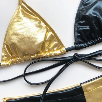 Push up micro bikini komplektas 2020 m Sexy aukso swimsuit moterys trikampis maudymosi kostiumėliai moterims besimaudančių Apynasrio biquini maudymosi kostiumas, Dviejų dalių komplektas