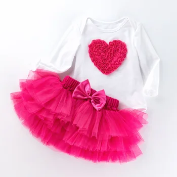 Pusė gimtadienio komplektus naujagimio kombinezonas kūdikiui baby girl drabužiai nustatyti ilgomis rankovėmis romper+tutu sijonas šalis gimtadienio drabužių medvilnės