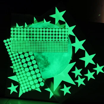 PVC Šviesos Sienų Lipdukai 3D Star Mėnulis Dot lipnios Sienos Lipdukai, Vaikų Kambarys Švyti Tamsoje 