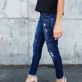QA926 Karšto pardavimo kankina džinsai vintage plisuotos džinsinio audinio kelnės ruožas mama džinsai skinny lieknėjimo kelnės plius dydis