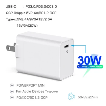 QC3.0 PD18W 30W 45W 60W 65W Sienos Kroviklis USB-C Maitinimo Adapteris, Skirtas MacBook Xiaomi USB-C Nešiojamųjų kompiuterių, 