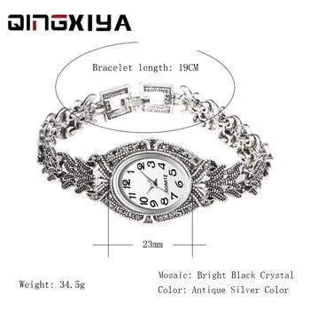 QINGXIYA Prekės ženklo Moterys Kvarciniai Laikrodžiai Mados, Naujo Dizaino Moterų Mergina Ponios Prabangūs, Antikvariniai Sidabro Apyrankė laikrodžius relojes