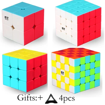 Qiyi 2x2x2 3x3x3 4x4x4 5x5x5 Magic Cube Stickerless Galvosūkiai Kubo Greitis Kubo Mokymosi Švietimo Žaislai Vaikams
