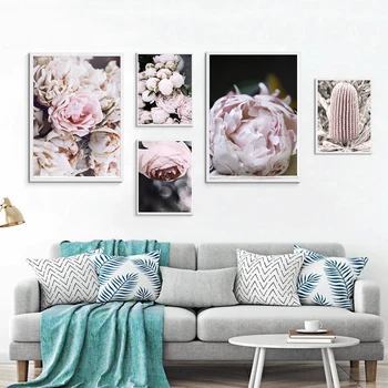 Quadro Pink Peony Gėlių Sienos Abstraktaus Meno Paveikslai Tapyba Karalius Protea Plakatų Ir Grafikos Klasika Sienos Nuotraukas, Už Kambarį