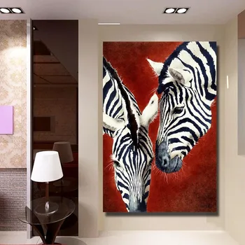 Quadros handpainted Abstrakčiai gyvūnų 2 zebrai Naftos Tapyba ant Drobės, Sienos menas Nuotraukas, Kambario, namo Apdaila, be Rėmelio
