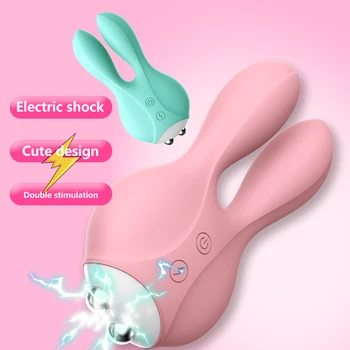 Rabbit Vibratorius Dviguba Variklio, Elektros Šoko G Spot Klitorio Stimuliatorius Makšties Pūlingas Massager Suaugusiųjų Žaislai Moterims, Pora Moterų