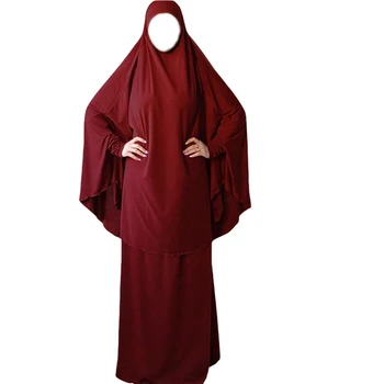 Ramadanas 2 Gabalas Musulmonų Moterų Maldos Hijab Nustatyti Abaja Jilbab Maxi Suknelė Khimar Burqa Islamo Orinės Arabų Drabužių Artimuosiuose Rytuose